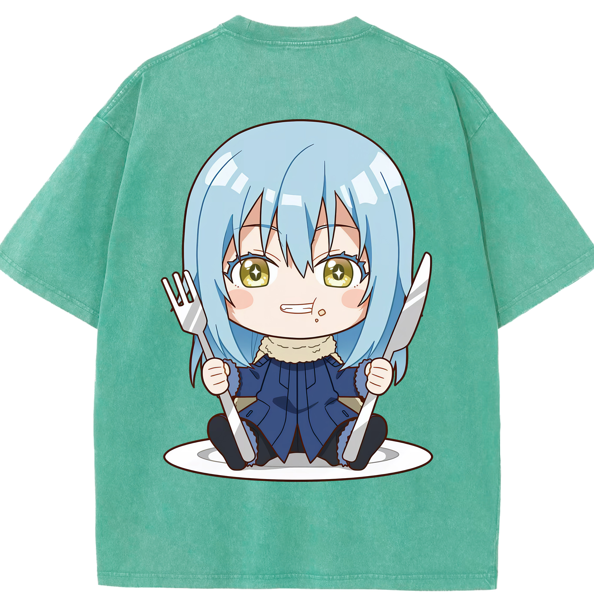 （画像用） 転スラ Regarding Reincarnated to Slime 綿100% ヴィンテージ風 半袖Tシャツ（背面プリント）